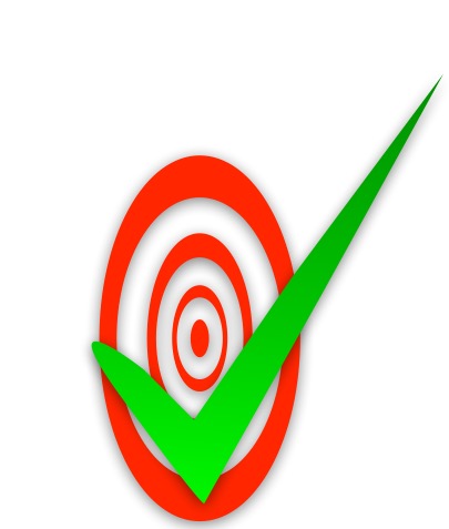 A tick on a target of red concentric zeros